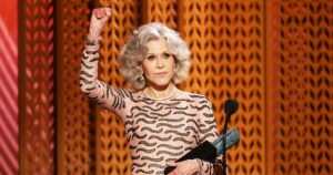 Jane Fonda accepting SAG lifetime achievement award
