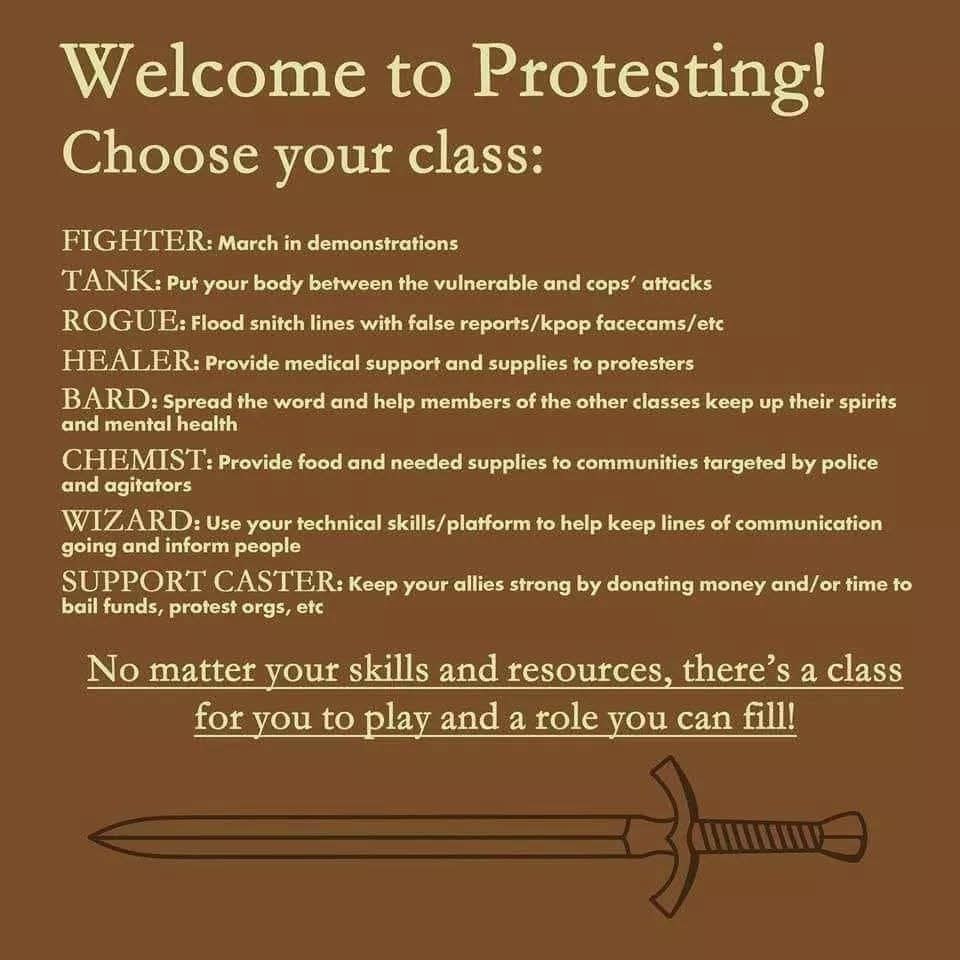 Welcome to protesting with a list of ways to get involved.